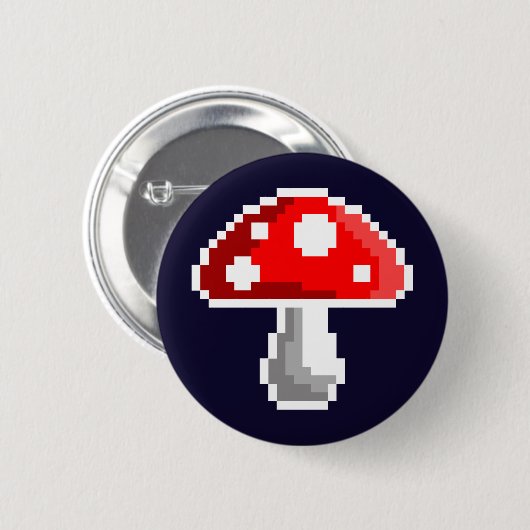 Badge Rond 5 Cm Dark Pixel Mushroom Button (Devant & derrière)