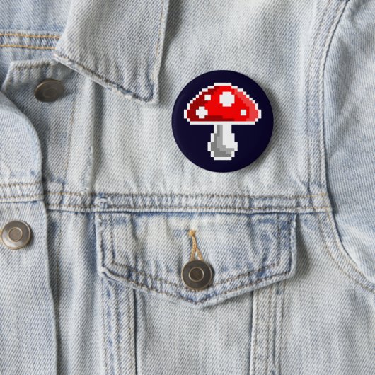 Badge Rond 5 Cm Dark Pixel Mushroom Button (En situation)