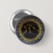 Badge Rond 5 Cm Dark Zodiac: Aquarius Birth Sign Black & Gold (Devant & derrière)