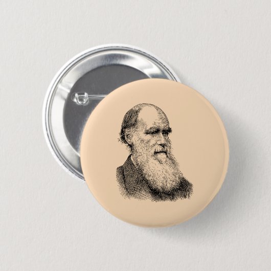 Badge Rond 5 Cm Darwin Portrait Evolution/ Charles Darwin (Devant & derrière)