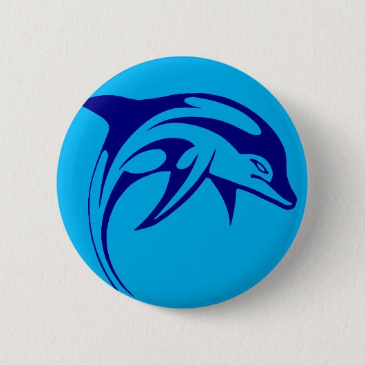 Badge Rond 5 Cm Dauphin bleu (Devant)
