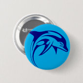 Badge Rond 5 Cm Dauphin bleu (Devant & derrière)
