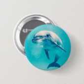 Badge Rond 5 Cm Dauphin de Bottlenosed sous-marin (Devant & derrière)