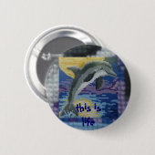 Badge Rond 5 Cm Dauphin de pleine lune (Devant & derrière)