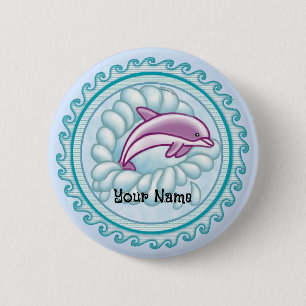 Badge Rond 5 Cm Dauphin Splash