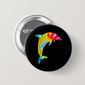 Badge Rond 5 Cm Dauphin Tie-Dye (Devant & derrière)