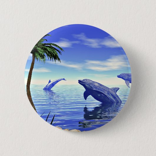 Badge Rond 5 Cm Dauphins (Devant)