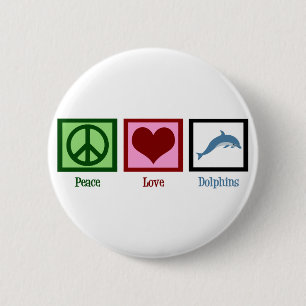 Badge Rond 5 Cm Dauphins d'amour de paix