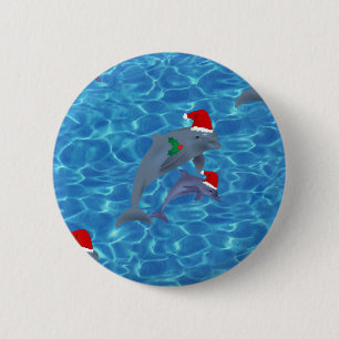 Badge Rond 5 Cm dauphins de santa claus
