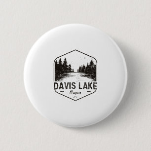 Badge Rond 5 Cm Davis Lake Oregon Outdoors Vintage
