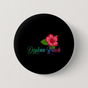 Badge Rond 5 Cm Daytona Beach Floride Hibiscus Fleur