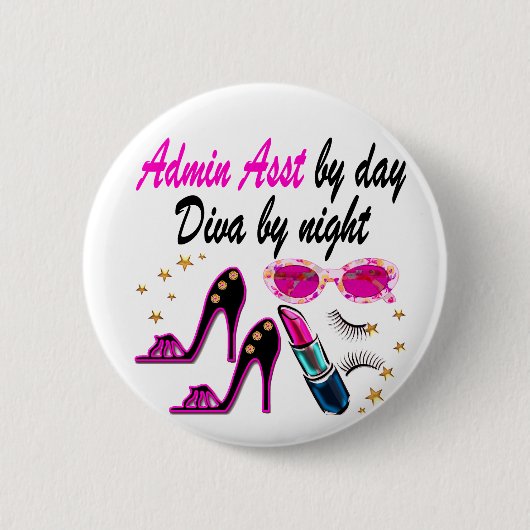BADGE ROND 5 CM DAZZLING ADMIN ASST DIVA (Devant)