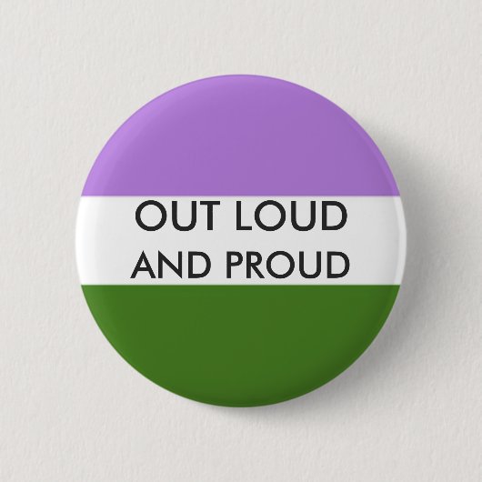Badge Rond 5 Cm De Genderqueer bouton BRUYANT ET FIER (Devant)