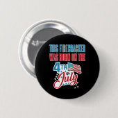 Badge Rond 5 Cm De Juillet Anniversaire Firecracker Né Le Quatrièm (Devant & derrière)