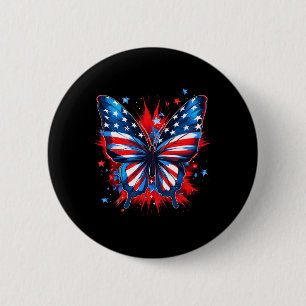 Badge Rond 5 Cm De Juillet Papillon Usa Drapeau mignon Américaine