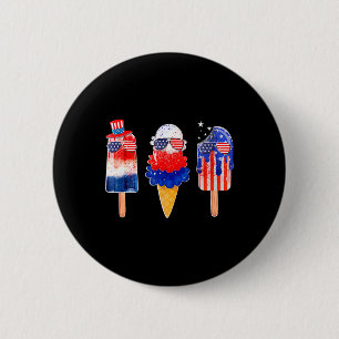 Badge Rond 5 Cm De Juillet Popsicle Rouge Blanc Bleu Américain Dra
