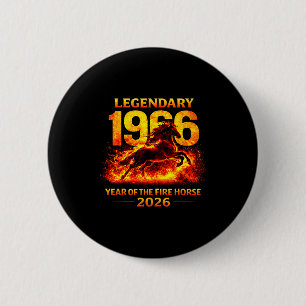 Badge Rond 5 Cm De l'année du Cheval de Feu 1966 60e Anniversaire
