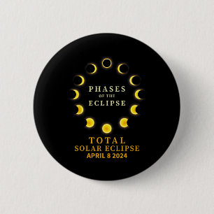 Badge Rond 5 Cm De L'Éclipse Solaire Totale 8 Avril