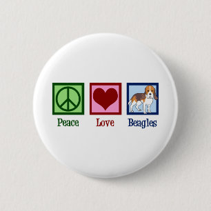 Badge Rond 5 Cm De mignons Beagles d'amour pour la paix