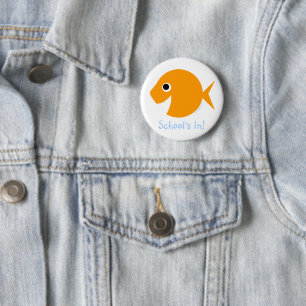 Badge Rond 5 Cm De nouveau au premier jour d'école du poisson