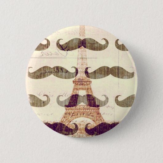 Badge Rond 5 Cm De Paris avec la moustache (Devant)