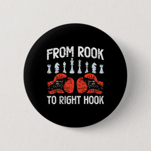 Badge Rond 5 Cm De Rook À Fusion De Boxe D'Échecs À Crochet Droit