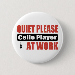 Badge Rond 5 Cm De tranquillité joueur de violoncelle svp au