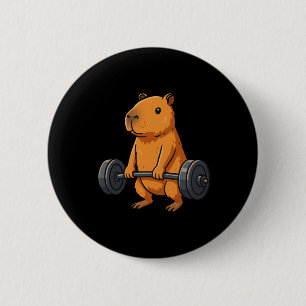 Badge Rond 5 Cm Deadlift Capybara Funny Fitness Capy Lover Gym Hom