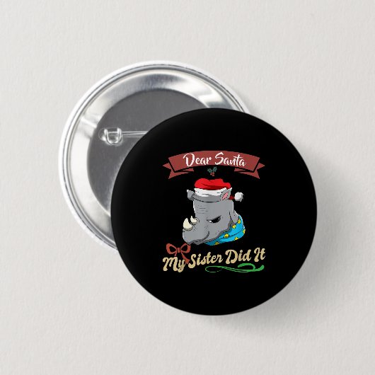 Badge Rond 5 Cm Dear Santa My Sister Did It Siblings Christmas (Devant & derrière)