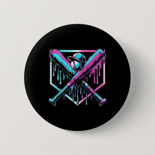 Badge Rond 5 Cm Débit De Baseball Pour Garçons Ice Cream Drip Jeun (Devant)