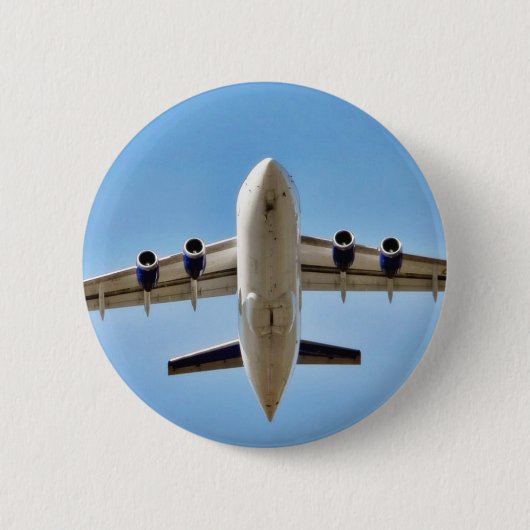 Badge Rond 5 Cm Décollage d'avion haut (Devant)