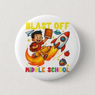 Badge Rond 5 Cm Décollage de fusée au collège drôle de retour à l'
