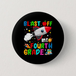 Badge Rond 5 Cm Décollage en 4e année Fusée Espace Extérieur T de