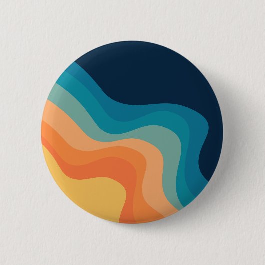 Badge Rond 5 Cm Décor de style rétro des vagues (Devant)