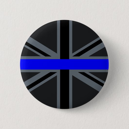 Badge Rond 5 Cm Décor Union Jack de Ligne Bleue Mince (Devant)