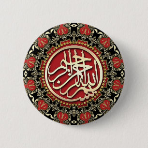 Badge Rond 5 Cm Décoratif rouge et noir d'or de bénédictions de