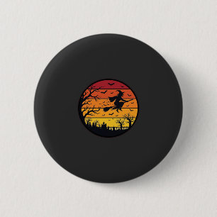 Badge Rond 5 Cm Décoration de cercle rétro silhouette de sorcière