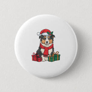 Badge Rond 5 Cm Décoration de fête de Noël Chien de Berger austral