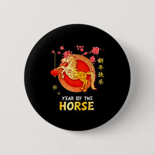 Badge Rond 5 Cm Décoration de l'année du cheval 2026 Nouvel An chi