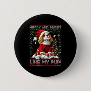 Badge Rond 5 Cm Décoration de sapin de Noël Cavalier King Charles
