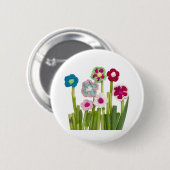 Badge Rond 5 Cm décoration florale (Devant & derrière)