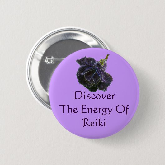 Badge Rond 5 Cm Découvrez L'Énergie Du Rose Reiki (Devant & derrière)