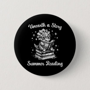 Badge Rond 5 Cm Découvrez une histoire Triceratops dinosaure lectu