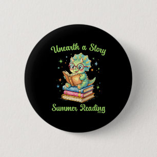 Badge Rond 5 Cm Découvrez une histoire triceratops dinosaure lisan