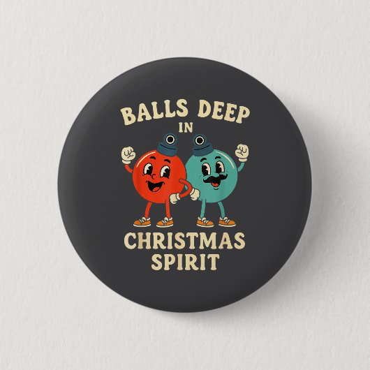 Badge Rond 5 Cm Deep In Christmas Srit Funny Retro Holiday Humor  (Devant)