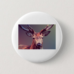 Badge Rond 5 Cm Deer Polygons Art Design Graphisme Animal Stag