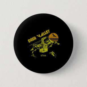 Badge Rond 5 Cm Deer Valley Utah Retro Skiing Tee