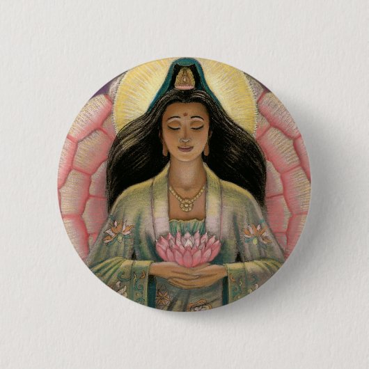 Badge Rond 5 Cm Déesse de Kuan Yin de compassion (Devant)