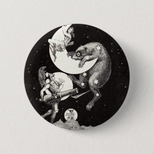 Badge Rond 5 Cm Déesse lunaire céleste antique et ours Ursa Major
