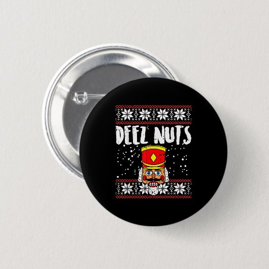 Badge Rond 5 Cm Deez Nuts Nutcracker Funny Ugly Christmas Sweater (Devant & derrière)